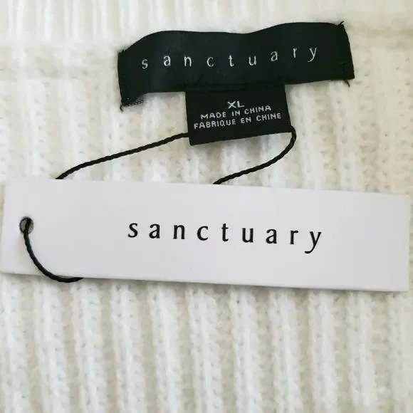 SANCTUARY Now Or Never cozy knit pullover rib sweater winter white Size XL NEW - Picture 4 of 6
